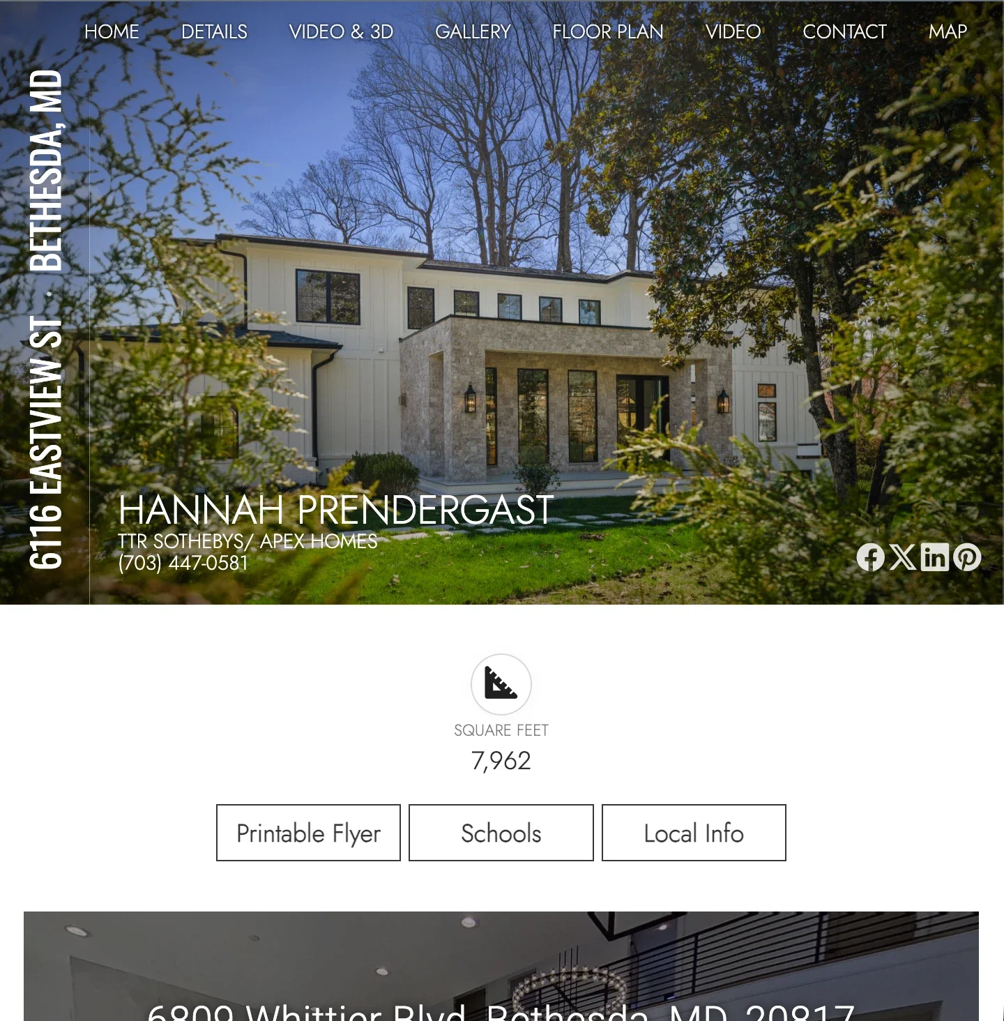 Single property website for a new construction home in Bethesda, MD by Umedia — HDR photos, 3D Matterport tour, floor plans, and video in one branded link