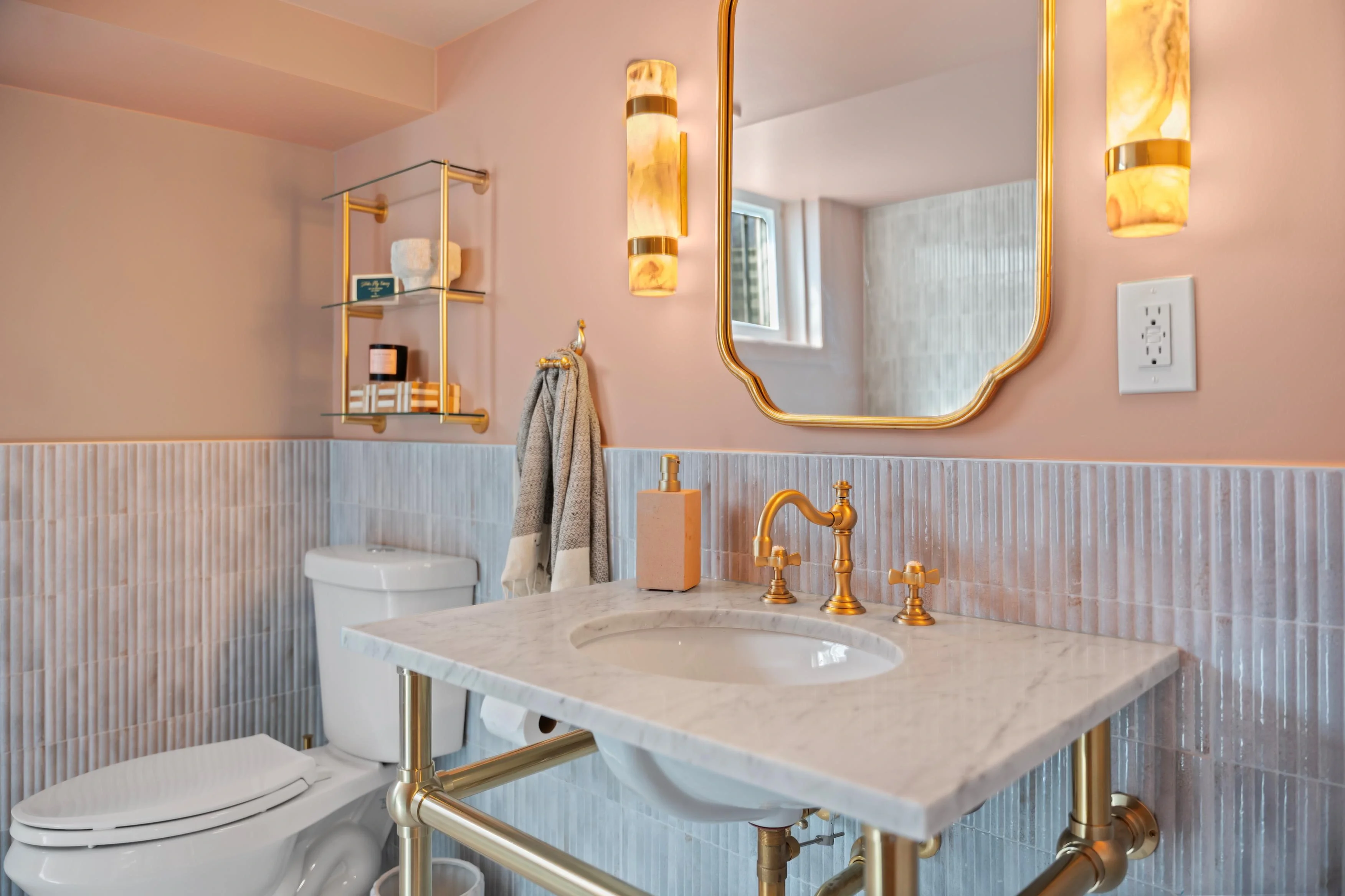 Professional property photography of a bright, clean bathroom with modern fixtures and tile work in Washington DC by Umedia