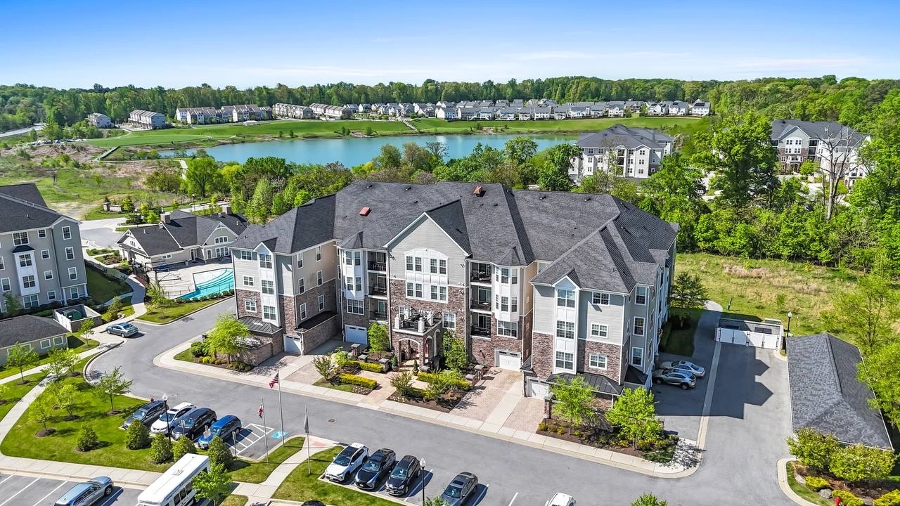 Panoramic aerial shot of a real estate property