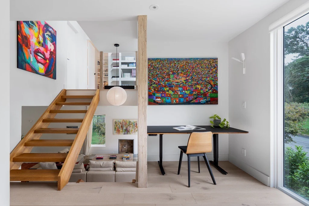 Contemporary eco house interior design — clean lines and warm materials